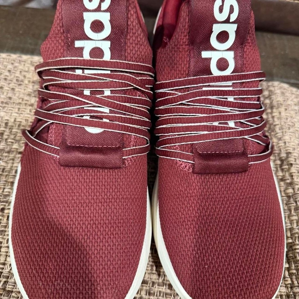 Adidas Cloudfoam Pure Mens Running Sneakers Burgundy White AJ1232 Size 7